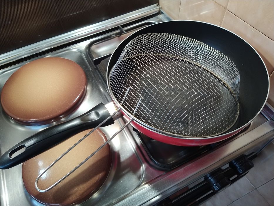 Cesto para fritos fritar fritadeira rede casa cozinha vivenda.