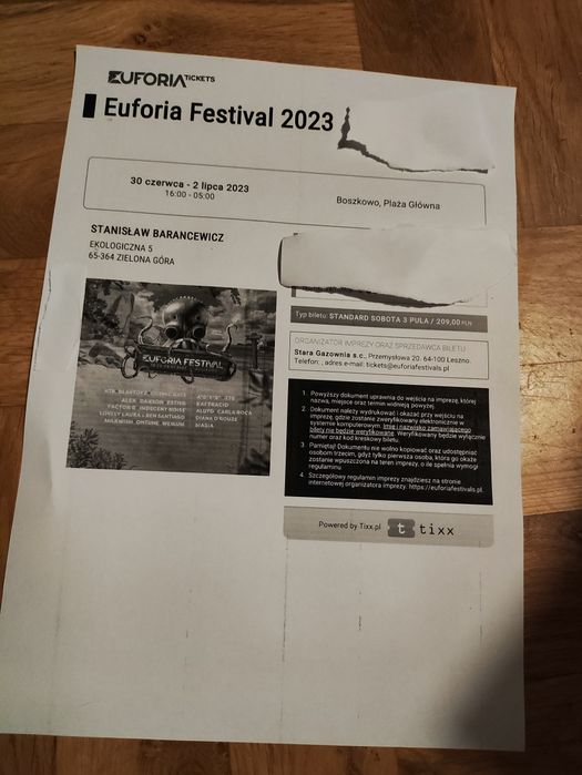 Bilet Euforia Festiwal sobota 01/07/23