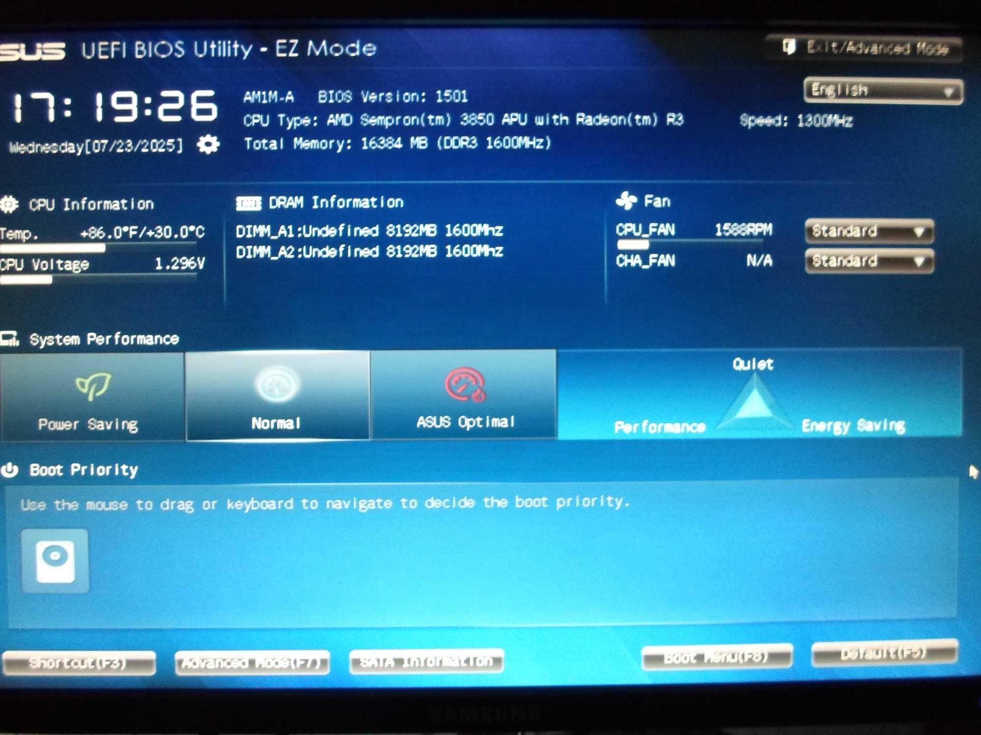 Asus AM1M-A+ CPU+ 16GB RAM