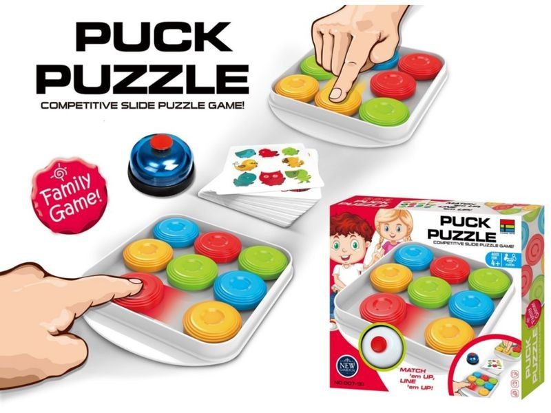 Gra Logiczna SZYBKIE KRĄŻKI Puck Puzzle Karty, Dzwonek, Zręcznościowa