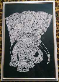 Картины вышитые бисером "Слон на чёрном"