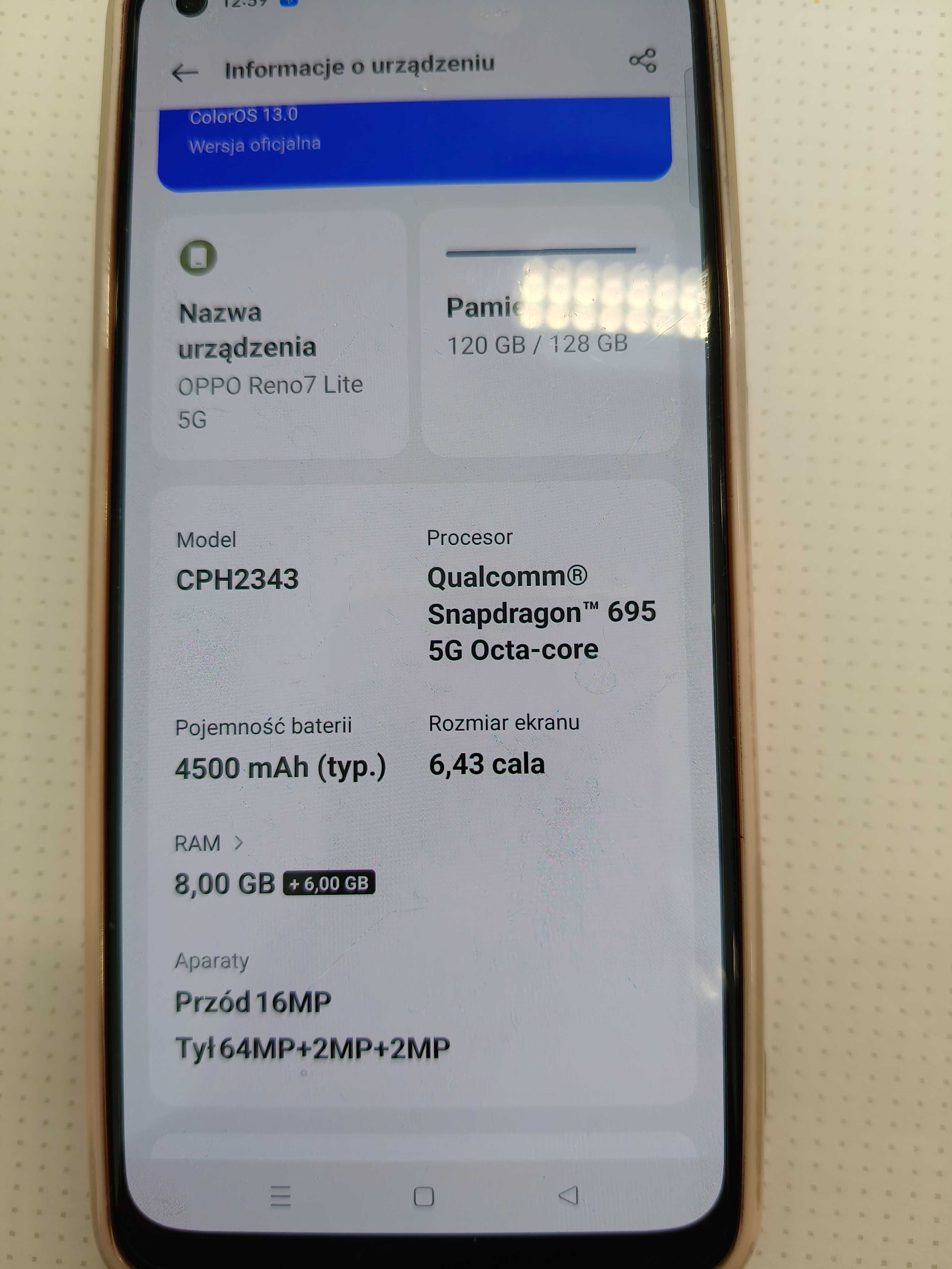 Sprzedam telefon Oppo Reno 7 lite 5 g