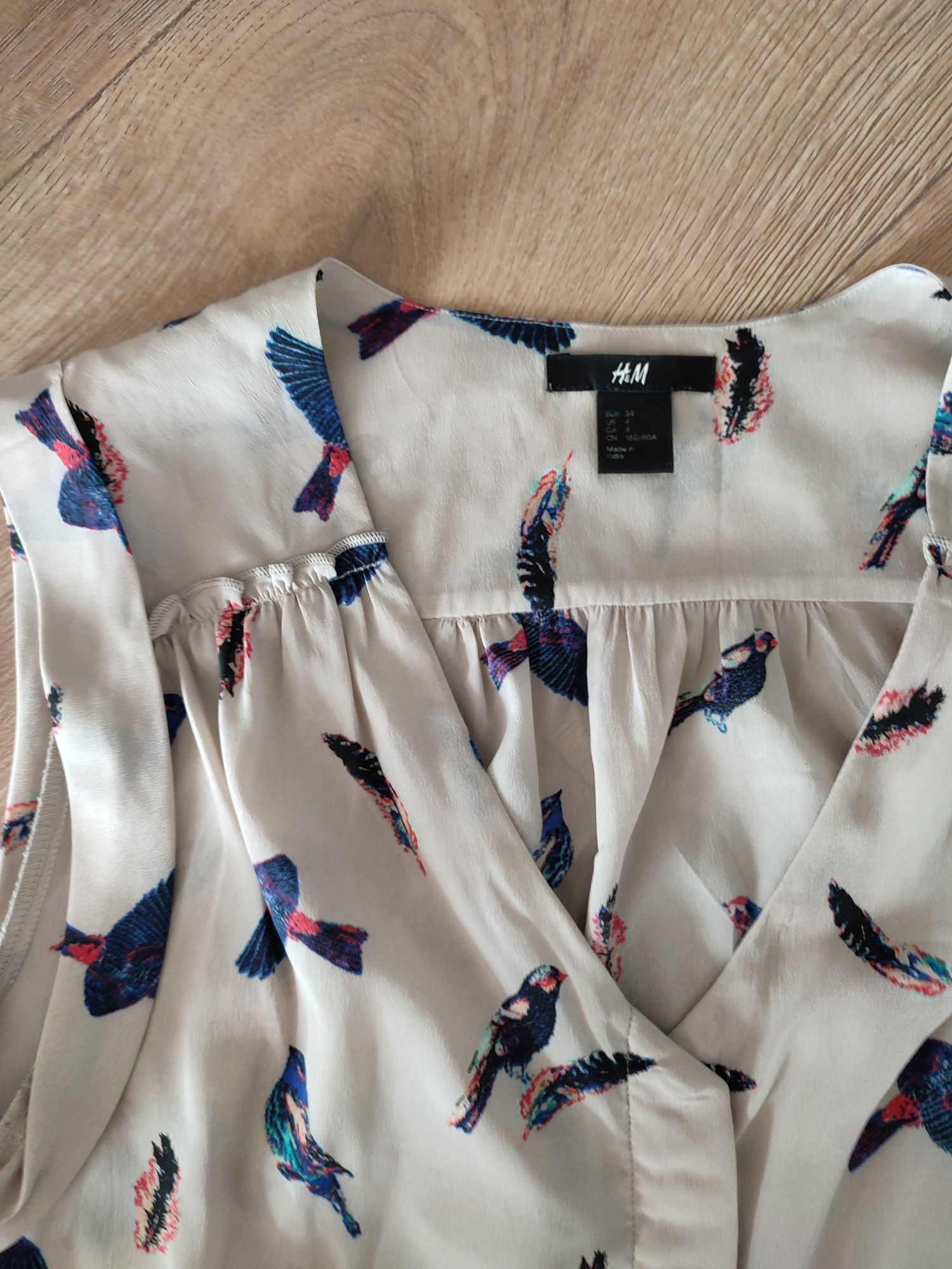 H&M 34 bluzka beżowa bez rękawów letnia
