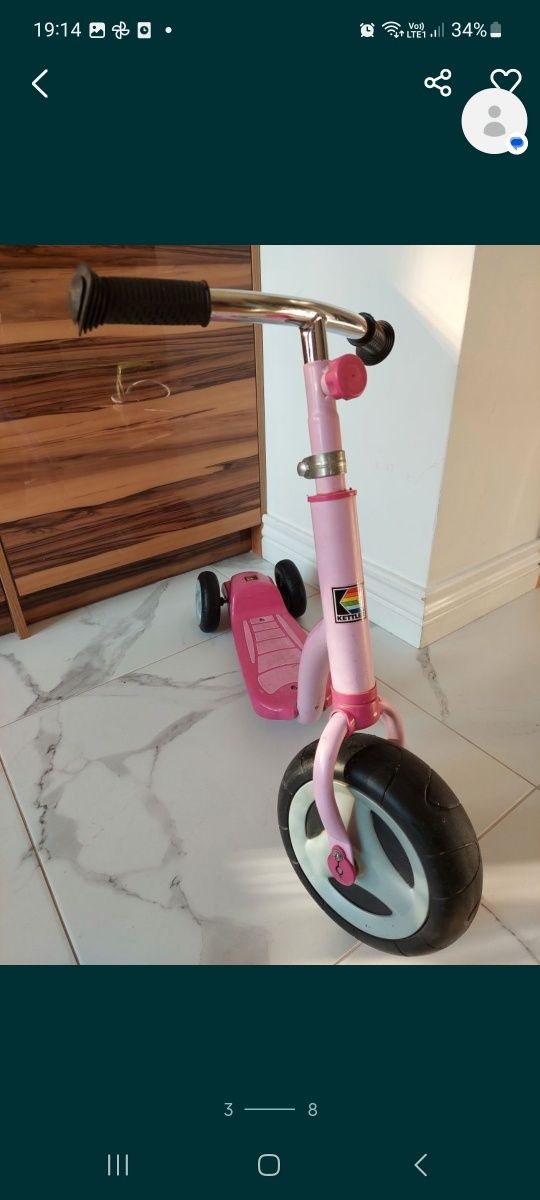 Hulajnoga Kettler Scoot dla dziewczynki obciążenie 20kg wiek 2-4 lata