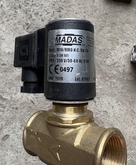 Газовый электроклапан, нормально закрытый, с ручной перезарядкой