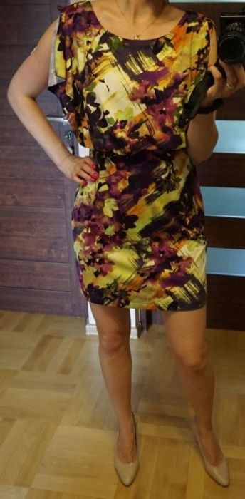 KENNETH COLE Sukienka mini NEW YORK 38 M 36 S Ramiona
