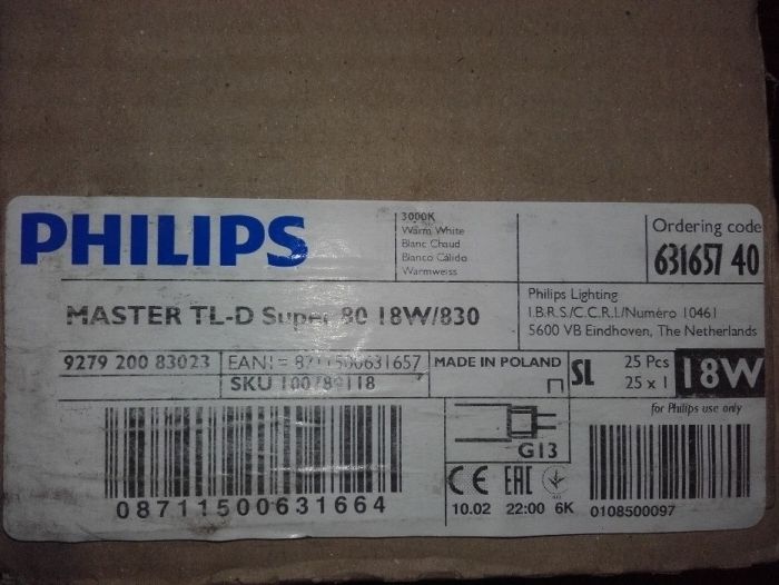 oprawa rastrowa GTV 4x18W , świetlówki Philips TL-D Super 80 18W/830