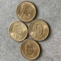 4 Монети 1$ один долар президенти США Adams Monroe Taylor 2007-2009рік