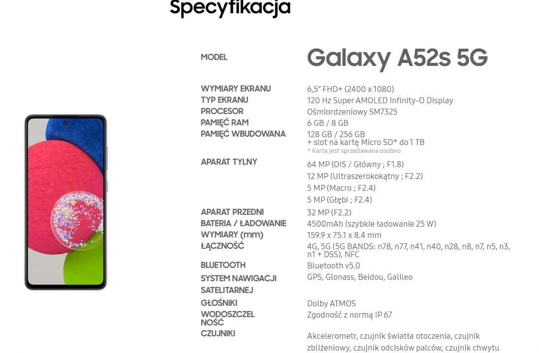 Sprzedam Samsung Galaxy A52s 5g