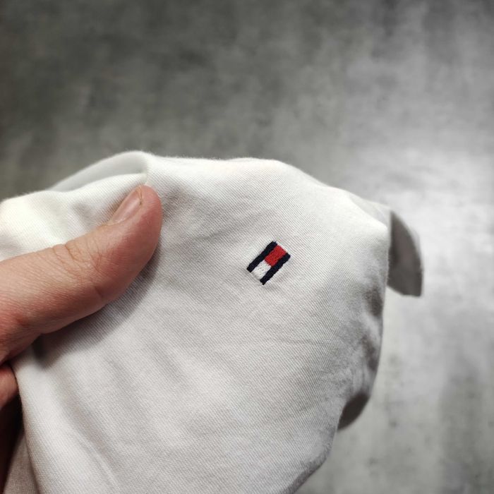 MĘSKA Koszulka Elegancka Klasyczna Bawełna Biała Tommy Hilfiger Haft