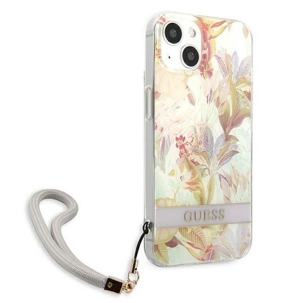 Guess Etui iPhone 13 Mini Flower Strap Fioletowy - Flower Collection