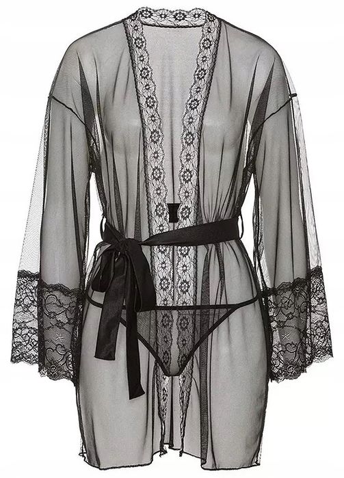 VENUS kimono szlafrok stringi czarne ^40/42