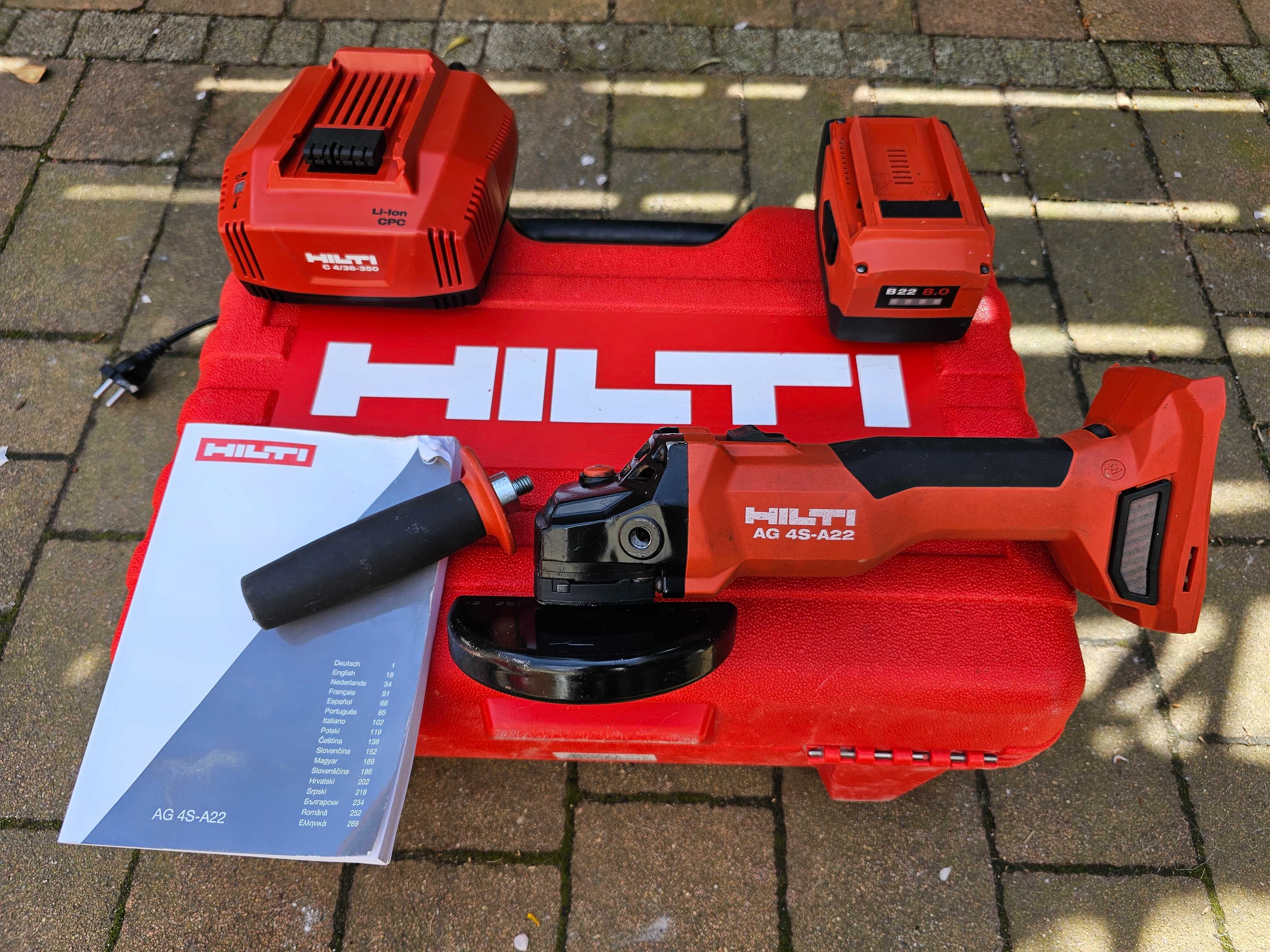 HILTI AG 4S-A22 szlifierka kątowa 8AH zestaw faktura gwarancja