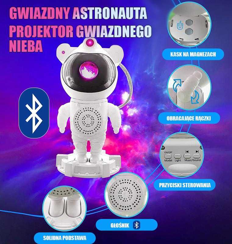 Proektor ASTRONAUTA LED + LASER, Gwiazdne niebo, bluetooth