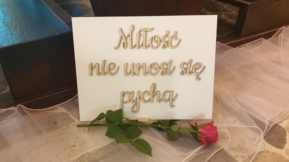 Tablice do Kościoła, dekoracja kościoła, Miłość cierpliwa jest
