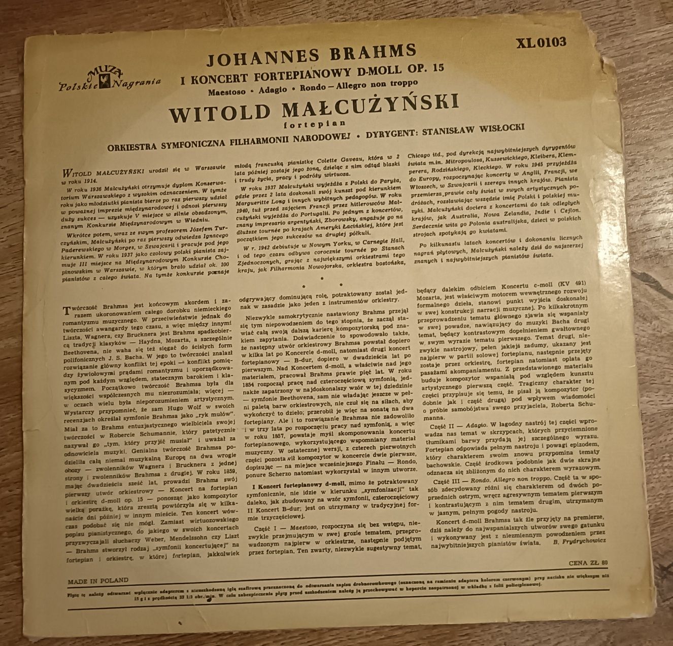 Witold Małcużyński I koncert fortepianowy d-moll op. 15