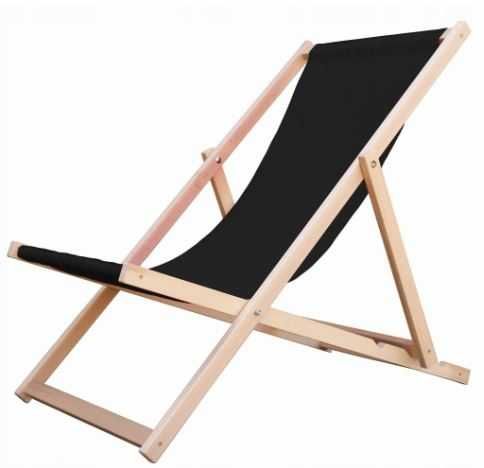 Leżak plażowy składany trzy stopniowy na taras CZARNY