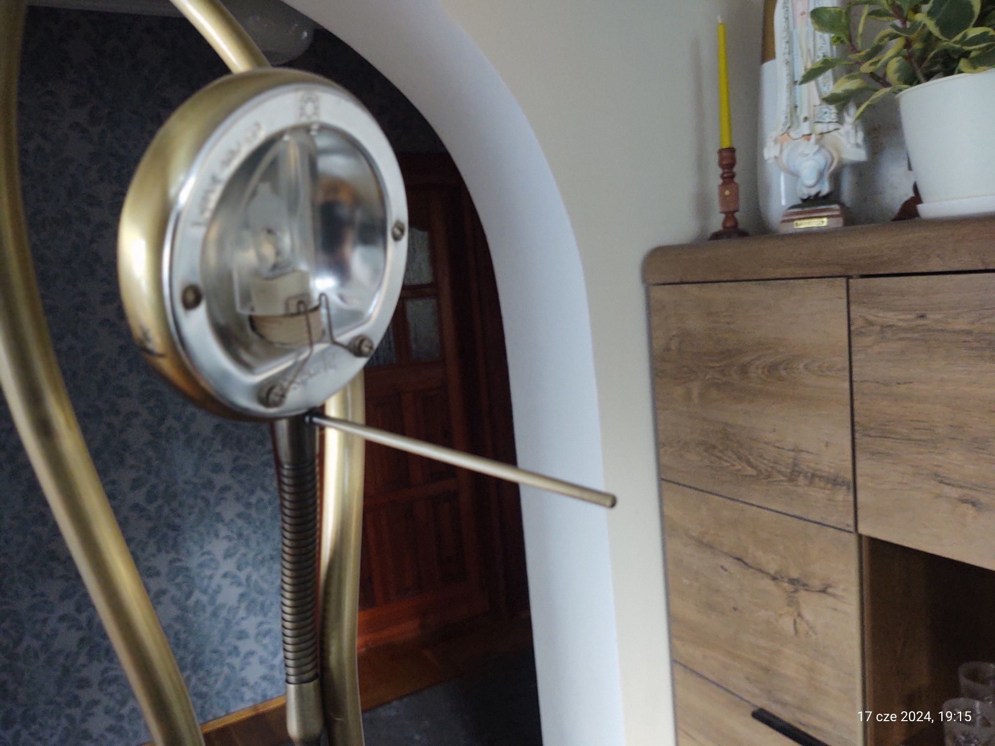 Lampa podłogowa miedź stare złoto
