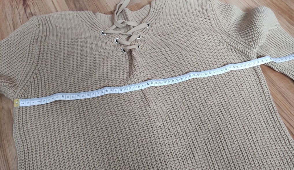 Brązowy sweter damskie długi XXL 44