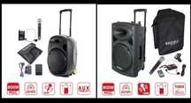 Dwie kolumny Ibiza Port 15" 800W USB, Bluetooth, mikrofony, pokrowce