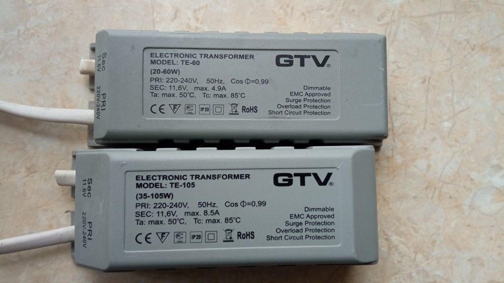 Transformatory GTV 12V 8.5 i 4.9A sprawne