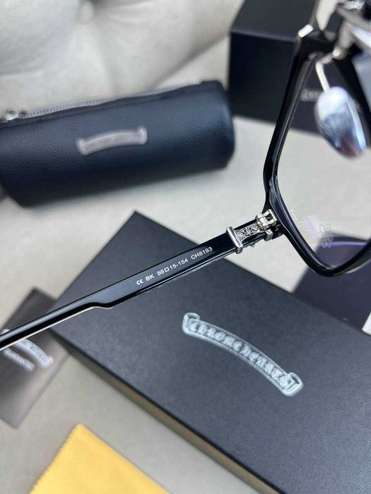 Мужские прозрачные очки Chrome Hearts черная оправа Хром Хартс g244