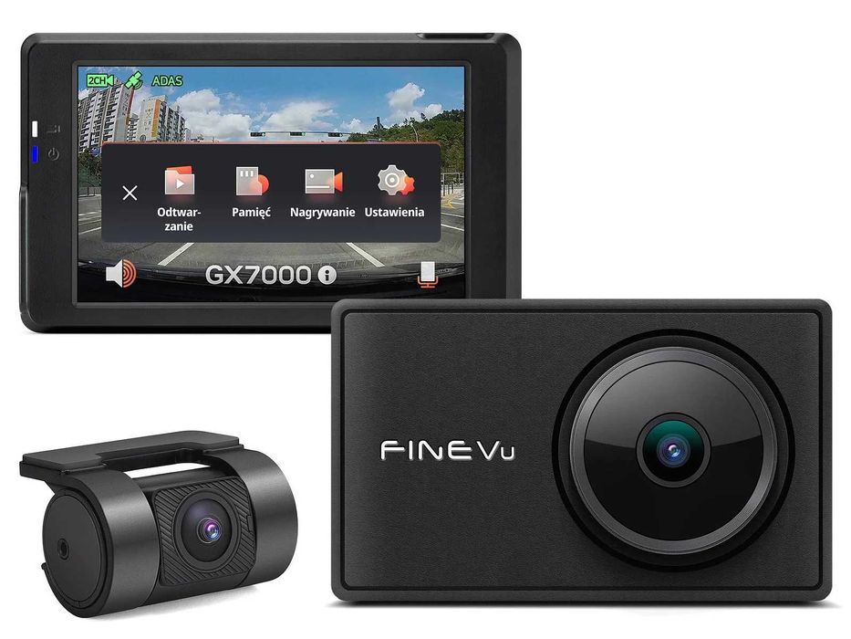 FineVu GX7000 WiFi - rejestrator QHD+FHD GPS radary 128 GB Czytelny ek