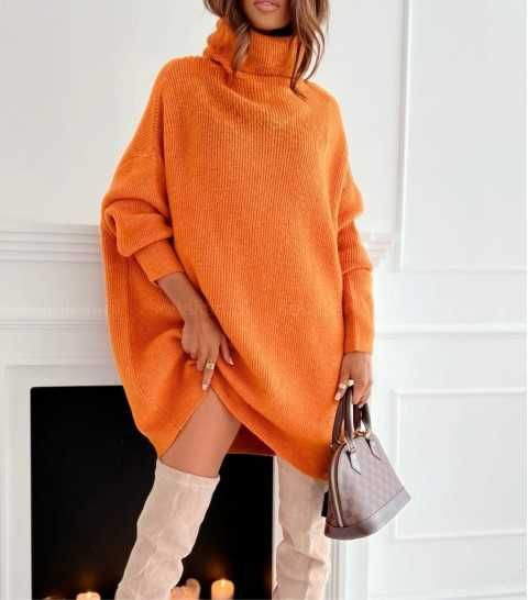 Gruby*GOLF*Sweter*Orange*Akryl*Oversize*ONE SIZE*Uni!