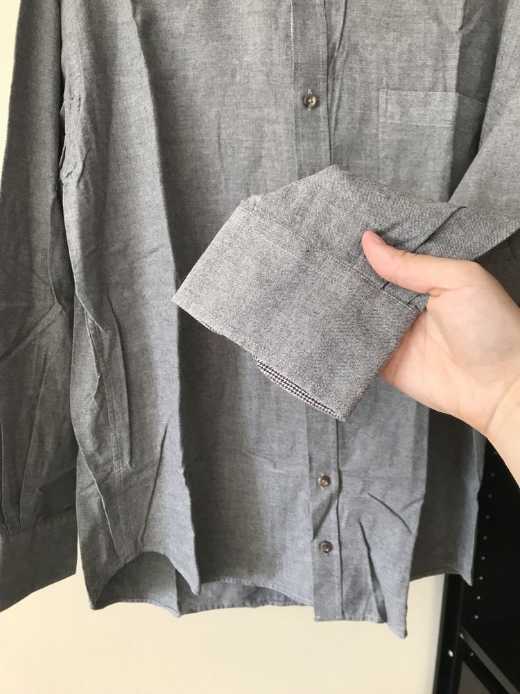 Camisa manga comprida cinzenta homem