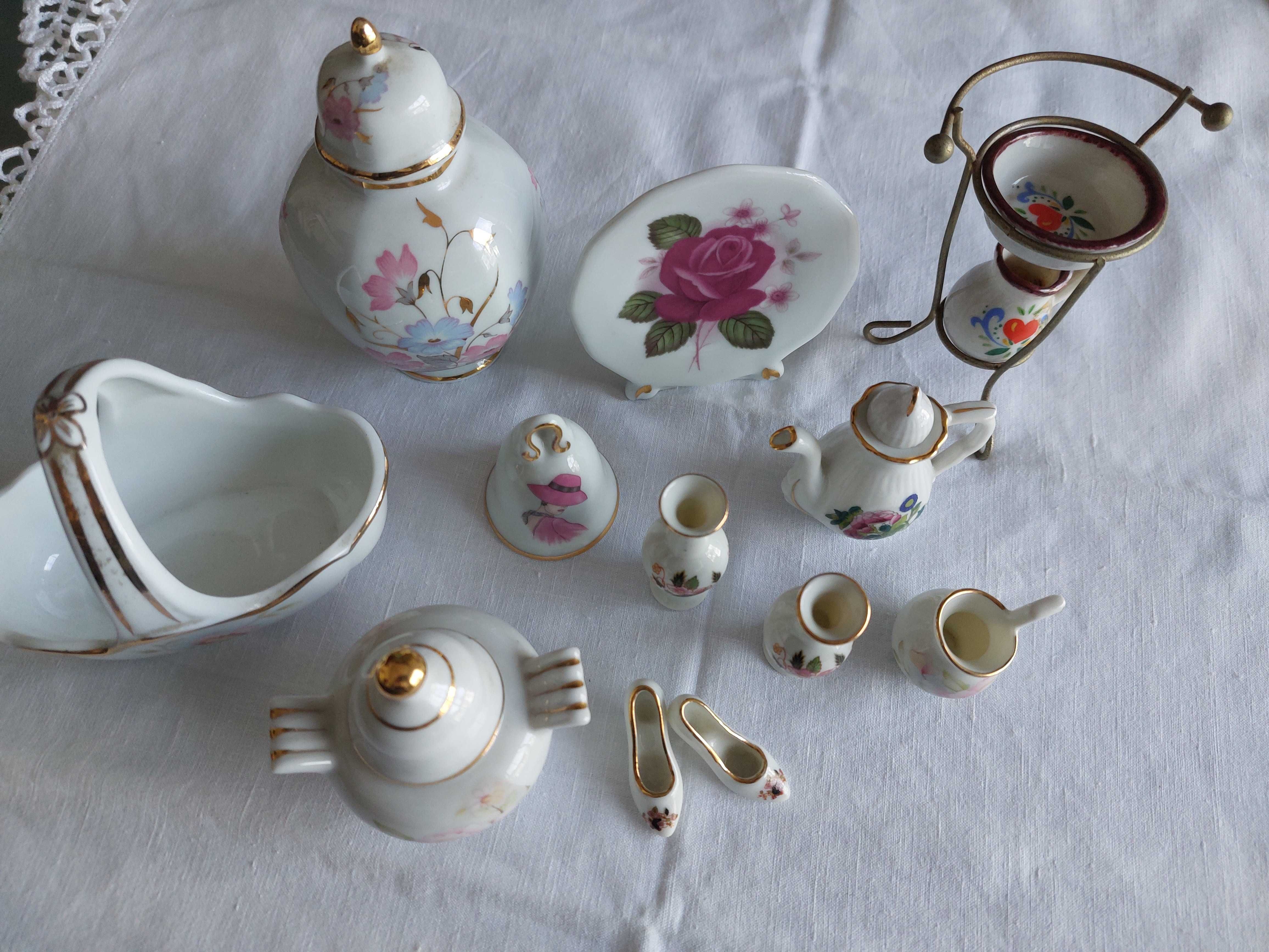 Conjunto Miniaturas Porcelana, 12 peças, vários fabricantes