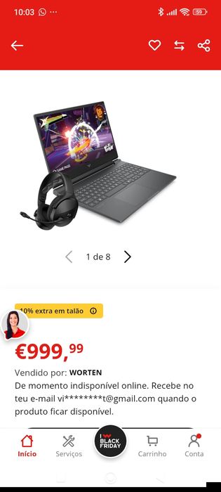 Portátil HP gaming dentro da garantia