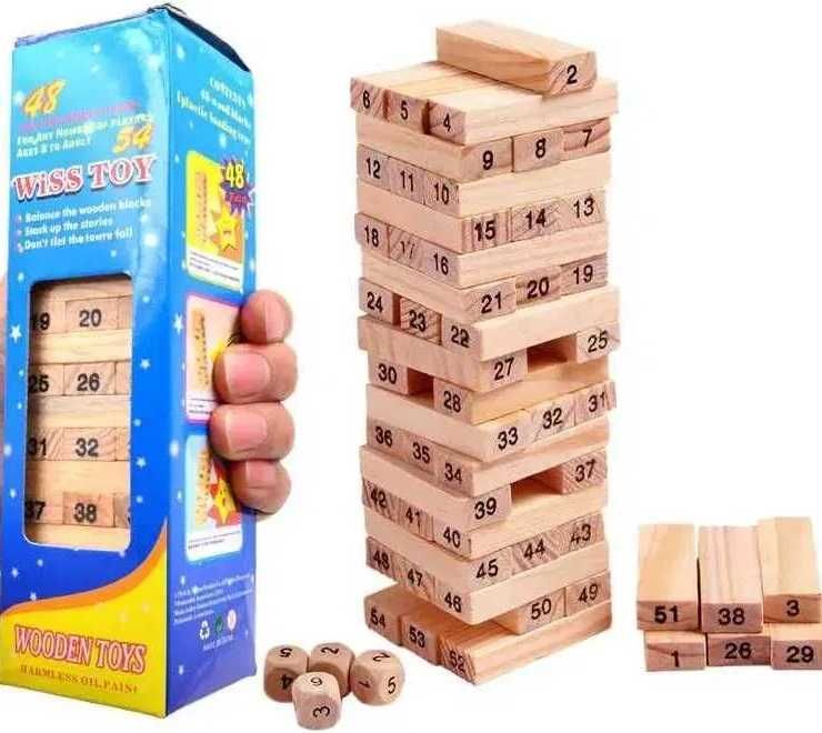 Klocki jenga drewniana wieża gra edukacyjna 54szt