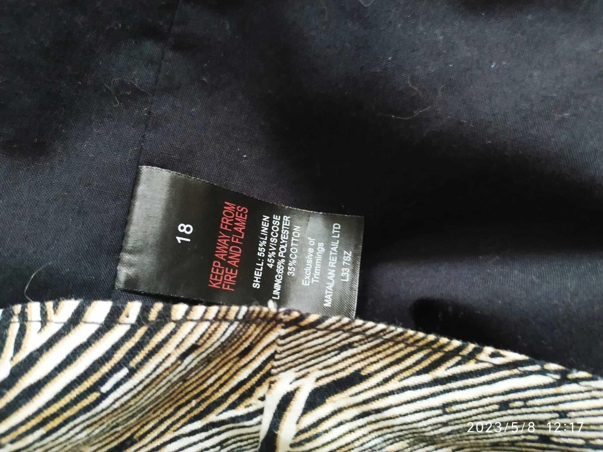 Lniana sukienka beżowo czarna Papaya 18 46 3XL