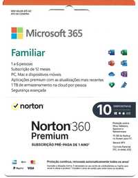 Microsoft 365  FAMILIAR + Antivírus NORTON 360 Premium