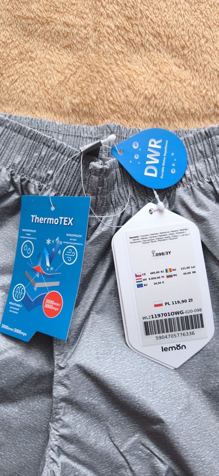 Nowe spodnie przeciwdeszczowe coccodrillo r. 98 thermotex