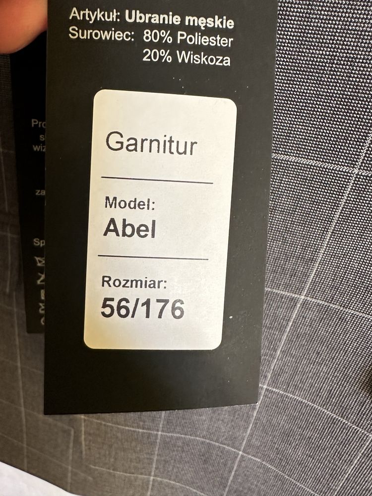 Nowy Garnitury szary w kratę męski 176/56/96 Kotex