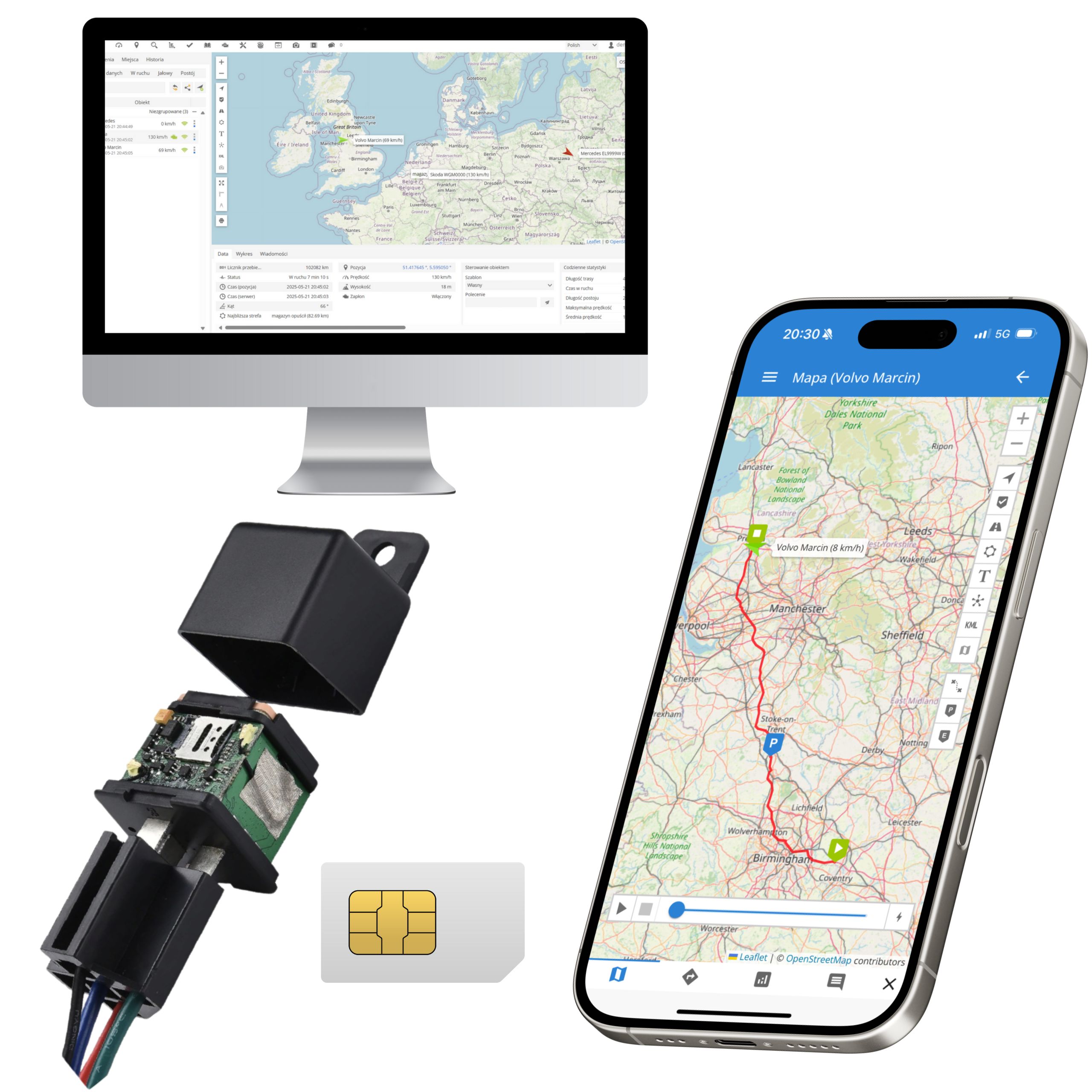 Lokalizator GPS do auta odciecie zapłonu przekaźnik karta M2M