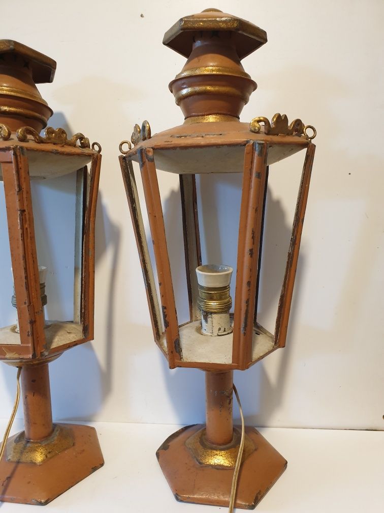 Para restauro: 2 antigas lanternas em chapa electrificadas