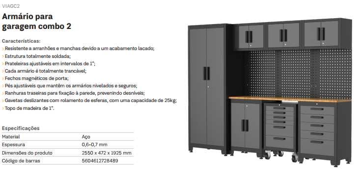 Armários Modulares Garagem/Oficina VITO - Faça a sua combinação! JL20