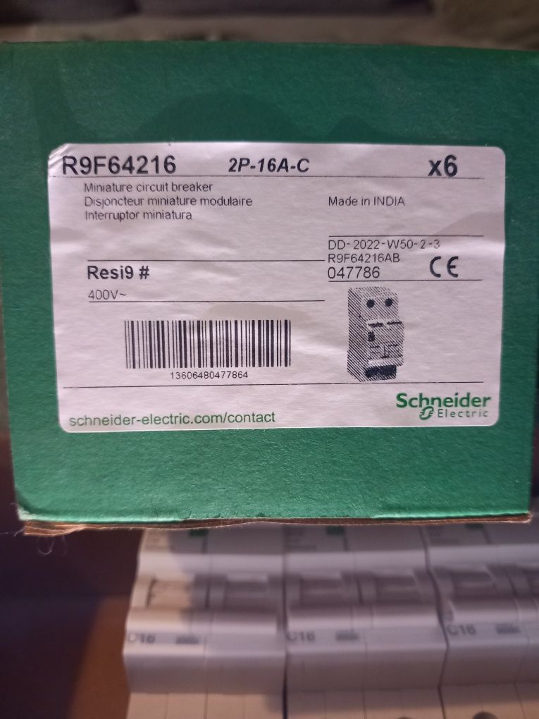 Schneider Electric, wyłącznik nadprądowy R9F64216  2P-16A -C nowe 10sz