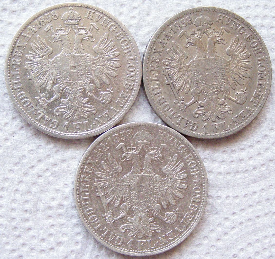 Monety Austro-Węgry floreny 1858,1873,1875,1877,1886 r.