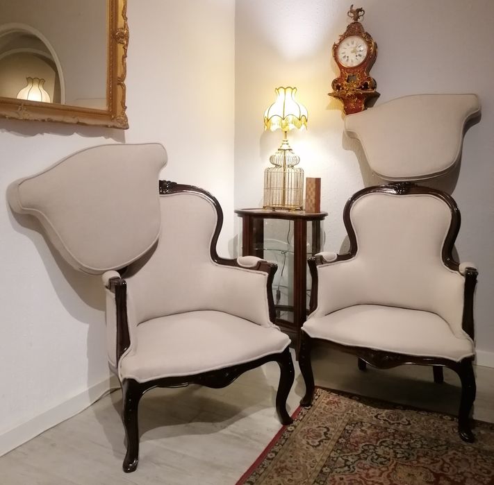Par clássicas Poltronas (Cadeirões, Bergeres, Cadeiras braços) Luís XV