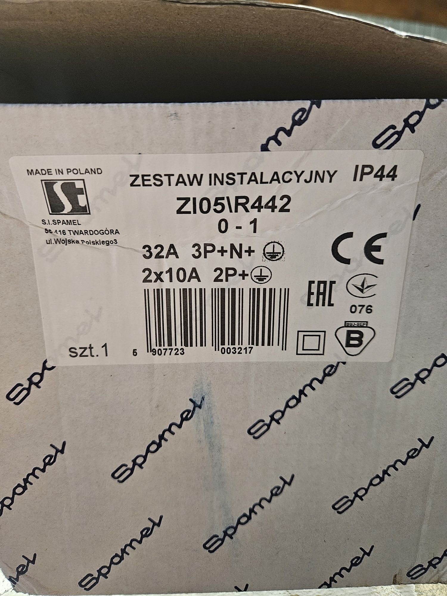 Gniazdo siłowe Spamel 32A/5 2x230V