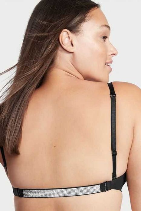 Черный бюстгальтер 36D 80Д чашка Д стразы Victoria's secret оригинал