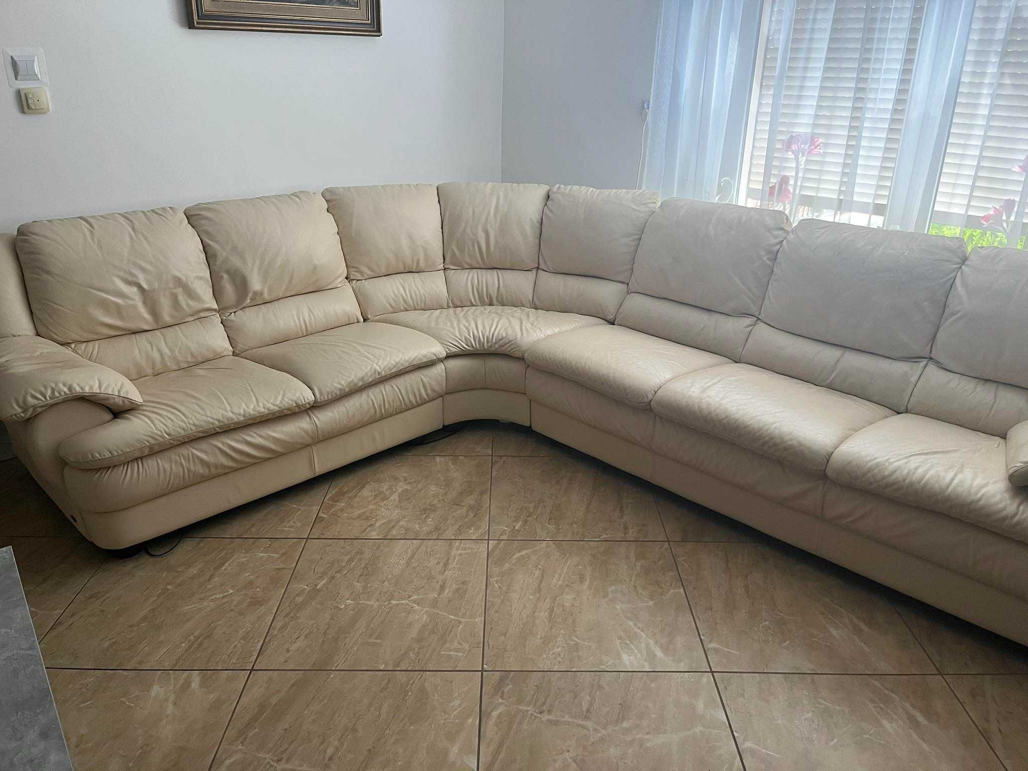 Narożnik Natuzzi skóra naturalna (duży)+pufa