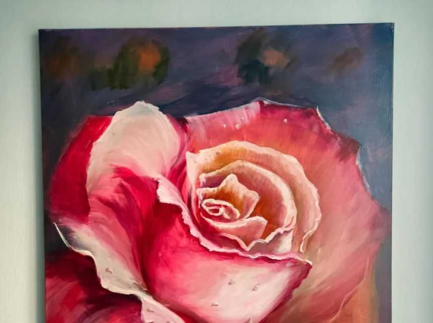 Duży obraz olejny 100x70 * róża * kwiat *