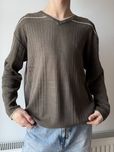 Ciemnozielony sweter vintage prążkowany L