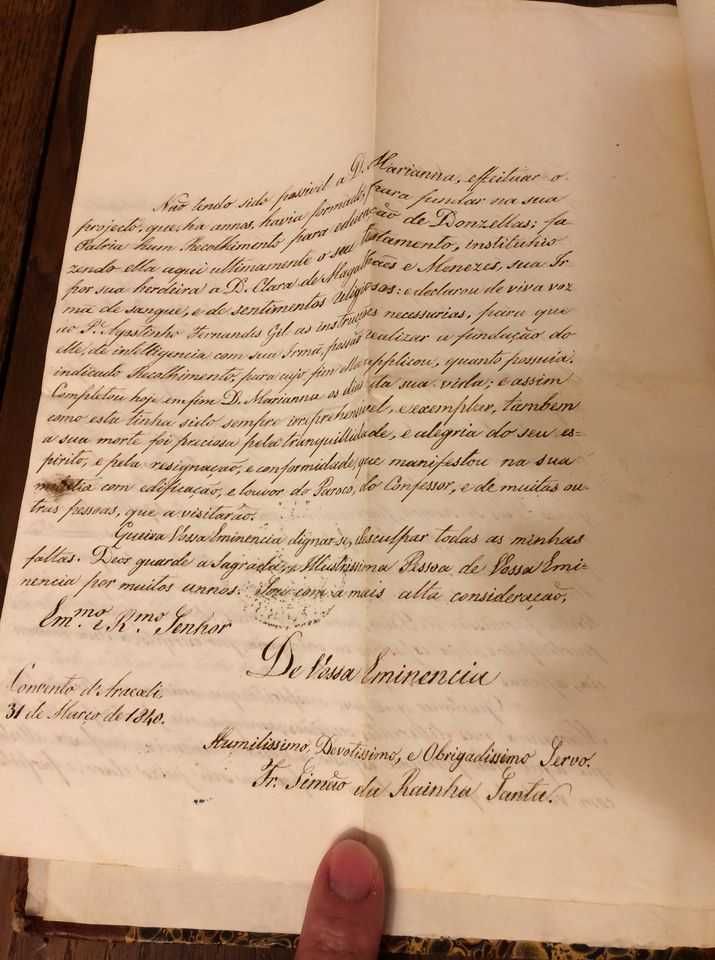 Livro Manuscrito de 1845 - Vida de D. António Luís da Veiga C. Camara