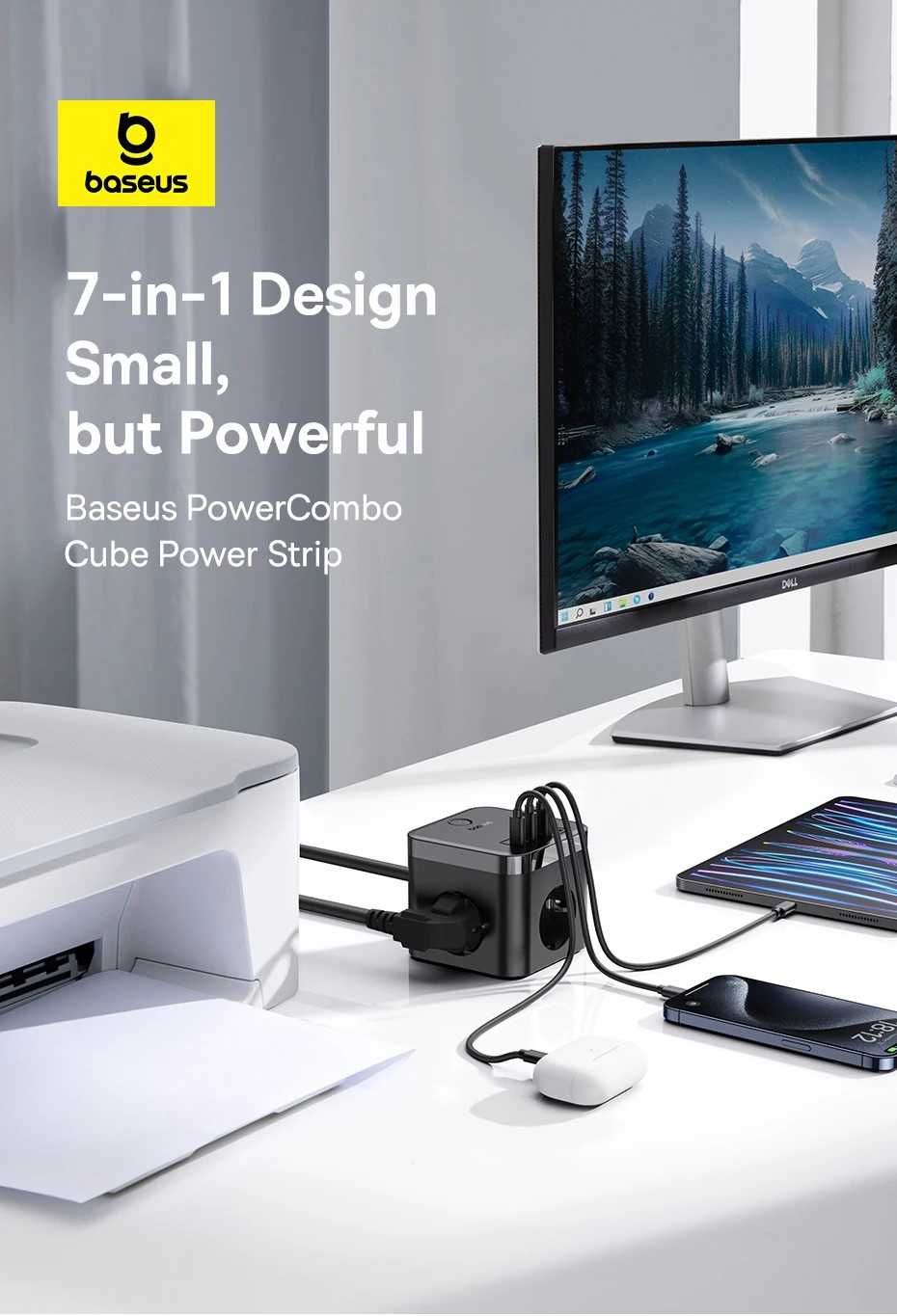 Baseus GaN listwa zasilająca 30W kostka cube 7 in 1