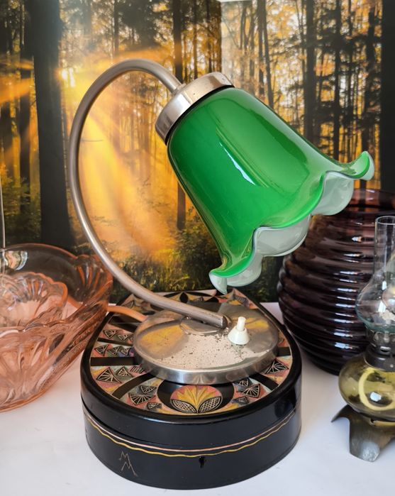 Lampa nocna piękne stare kolorowe szkło sprawna